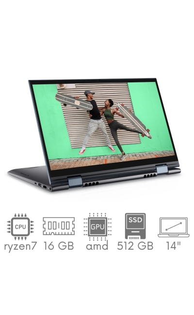 2w1 Dell Inspiron 7415 Ryzen 7 5700U 16 512 SSD 14" FHD 1920x1080 x360 KAM WiFi BT Win11 GW12mc