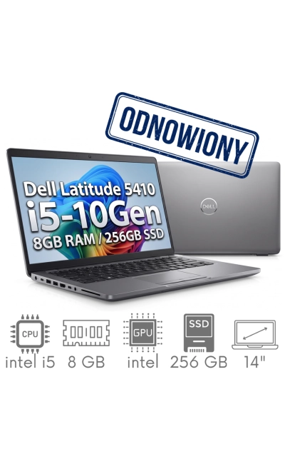 Dell Latitude 5410 i5-10210U 8GB 256SSD 14" FHD 1920x1080 WiFi BT Kam Win11Pro GW12mc