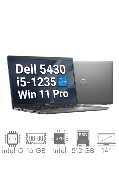 Dell Latitude 5430 i5-1235U 16GB 512SSD 14" FHD 1920x1080 matt Iris Xe WiFi BT Kam Win11pro GW12mc