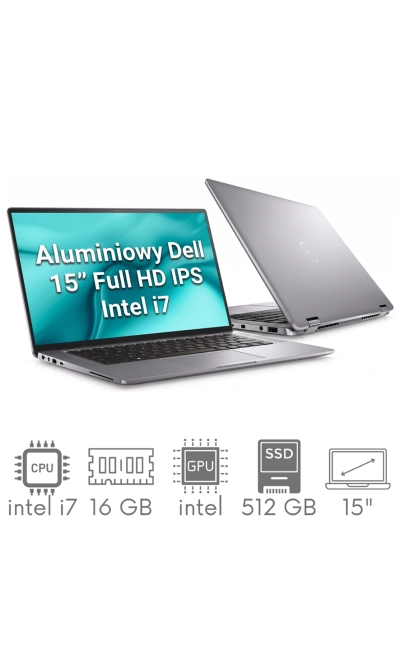 Aluminiowy Dell Latitude 9510 i7-10810U 16GB 512GB SSD 15,0" FHD 1920x1080 Mat Wi-Fi BT Kam Win11Pro Gw12mc