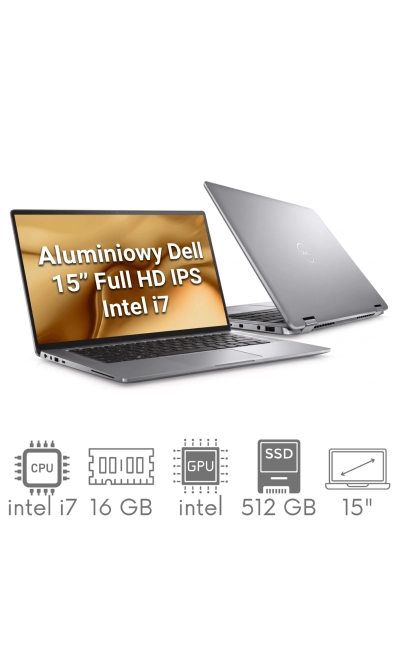 Aluminiowy Dell Latitude 9510 i7-10810U 16GB 512GB SSD 15,0" FHD 1920x1080 Mat Wi-Fi BT Kam Win11Pro Gw12mc