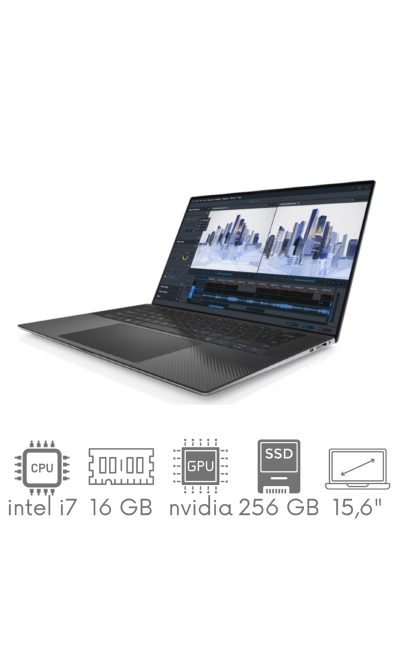DELL Precision 5550 i7-10850H 16GB 256 SSD 15,6" FHD+ 1920x1200 Nvidia Quadro T1000 4GB WiFi KAM Win11Pro GW12mc