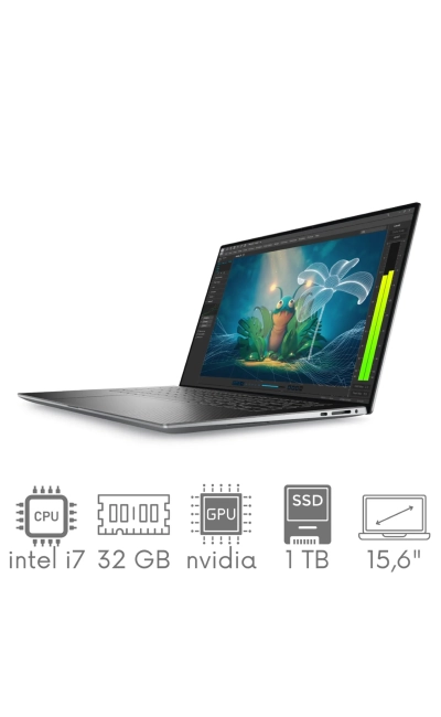 Stacja Graficzno-Robocza DELL Precision 5570 i7-12800H 32GB 1TB SSD 15,6" FHD+ 1920x1200 RTX A1000 4GB WiFi BT KAM Win11Pro Gw12Mc