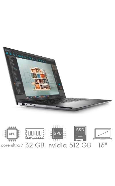 Stacja Graficzno-Robocza DELL Precision 5690 Ultra 7 165H 32GB 512 SSD 16" FHD+ 1920x1200 RTX 1000 Ada 6GB WiFi BT KAM Win11Pro Gw12Mc