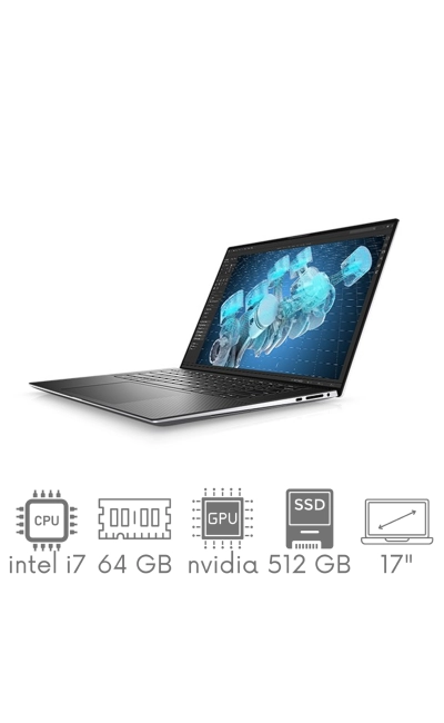 DELL Precision 5750 i7-10875H 64GB 512GB SSD 17" FHD+ 1920x1200 RTX 3000 6GB Kam WiFi BT Win11Pro gw12mc