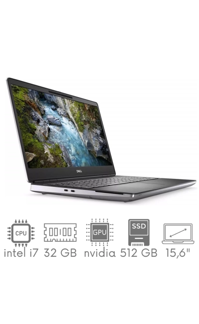 Stacja Graficzno-Robocza Dell Precision 7550 i7-10750H 32GB 512 SSD 15,6" FHD 1920x1080 Quadro T2000 4GB KAM WiFi BT W11Pro gw12mc