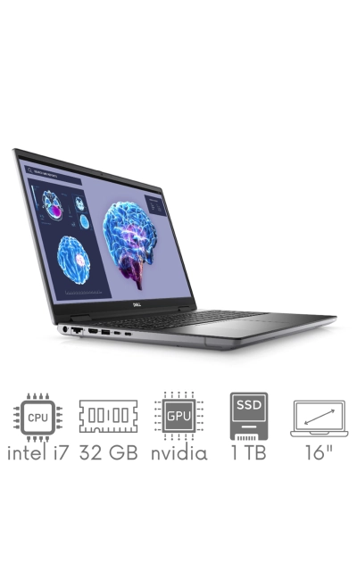 Stacja Graficzno-Robocza DELL PRECISION 7680 i7-13850HX 32GB 1TB SSD 16" FHD+ 1920x1200 NVIDIA RTX 2000 Ada 8GB KAM WiFi BT W11Pro gw12mc