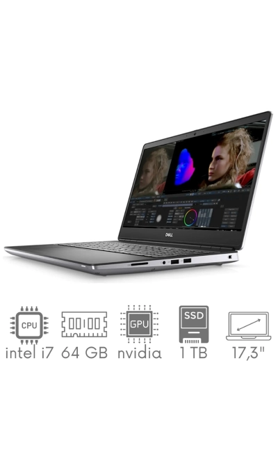 Stacja Graficzno-Robocza Dell Precision 7760 Intel Core i7-11850H 64GB 1TB SSD 17,3" FHD 1920x1080 RTX A4000 8GB KAM WiFi BT W11Pro Gw12mc