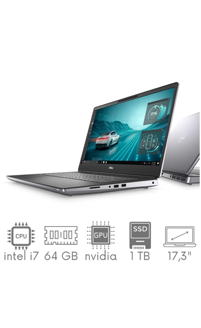 Stacja Graficzno-Robocza Dell Precision 7760 Intel Core i7-11850H 64GB 1TB SSD 17,3" FHD 1920x1080 RTX A4000 8GB KAM WiFi BT W11Pro Gw12mc