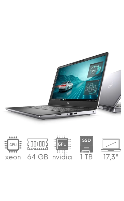 Stacja Graficzno-Robocza Dell Precision 7760 Intel Xeon W-11855M 64GB 1TB SSD 17,3" 4K UHD 3840x2160 RTX A3000 6GB KAM WiFi BT W11Pro gw12mc