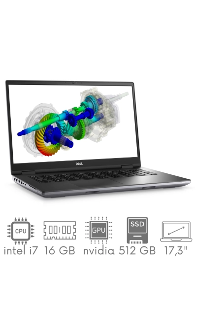 Stacja Graficzno-Robocza DELL Precision 7770 i7-12850HX 16GB 512 SSD 17,3" FHD 1920x1080 RTX A3000 12GB KAM WiFi BT W11Pro gw12mc