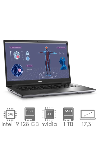 Stacja Graficzno-Robocza DELL Precision 7780 i9-13950HX 128GB 1TB SSD 17,3" FHD 1920x1080 RTX 2000 Ada 8GB KAM WiFi BT W11PRO gw12mc