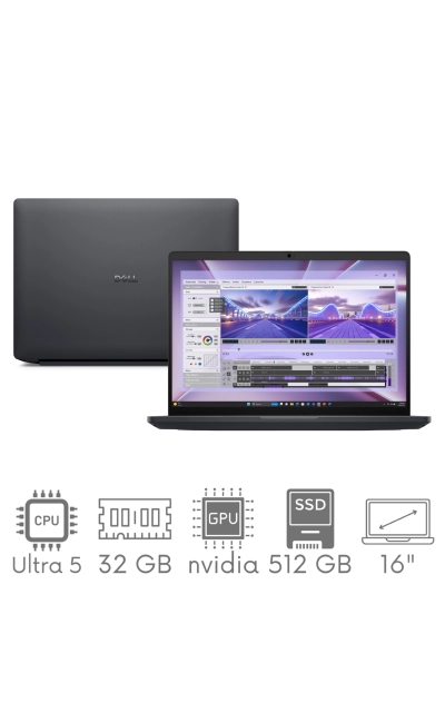Dell Pro Max 16 MC16250 Ultra 5 235H 32GB 512 SSD 16" FHD+ 1920x1200 Intel Arc Pro WiFi BT KAM Win11Pro Gw12mc