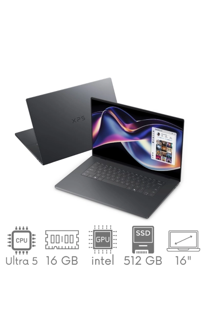 Dell XPS 16 (2026) DA16260 Ultra 5 325 16GB 512 SSD 16" 2K FHD+ 1920x1200 120Hz WiFi BT Kam Win11 PL Gw12mc