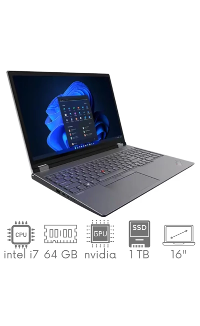 Stacja Graficzno-Robocza Lenovo ThinkPad P16 G1 i7-12850HX 64GB 1TB SSD 16'' 4K+ 3840x2400 RTX A5500 16GB WiFi BT Kam Win11Pro GW12mc