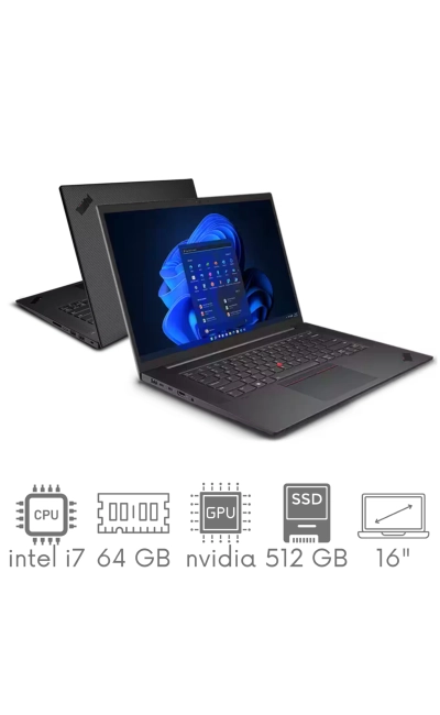 Stacja Graficzno-Robocza Lenovo ThinkPad P1 G6 i7-13800H 64GB 512GB SSD 16'' 4K+ 3840x2400 RTX 4080 12GB WiFi BT Kam Win11Pro GW12mc