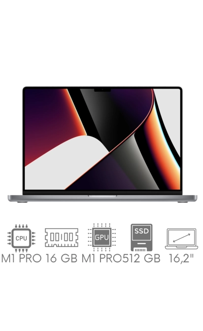 Apple MacBook Pro 16 A2485 M1 PRO 16GB 512 SSD 16,2" Liquid Retina XDR 3456x2234 WiFi BT Kam OS Sequoia PL Gw12mc