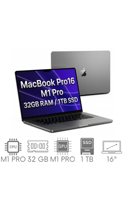 Apple MacBook Pro 16 A2485 M1 PRO 32GB 1TB SSD 16,2" Liquid Retina XDR 3456x2234 WiFi BT Kam MacOS Tahoe PL Gw12mc