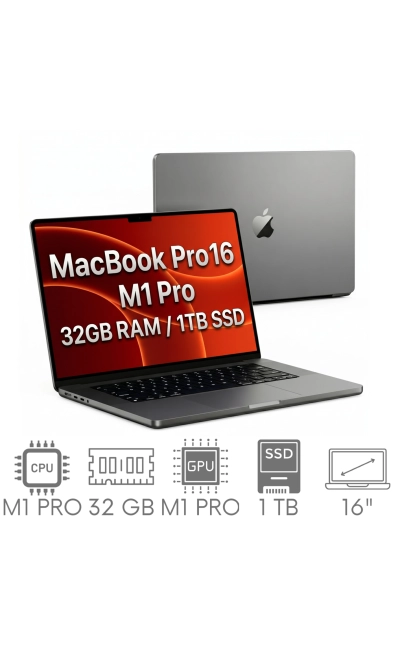 Apple MacBook Pro 16 A2485 M1 PRO 32GB 1TB SSD 16,2" Liquid Retina XDR 3456x2234 WiFi BT Kam MacOS Tahoe PL Gw12mc