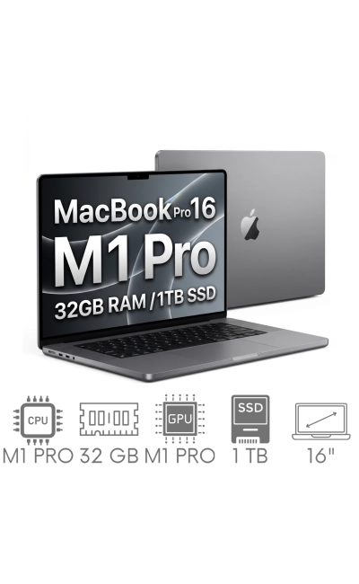 Apple MacBook Pro 16 A2485 M1 PRO 32GB 1TB SSD 16,2" Liquid Retina XDR 3456x2234 WiFi BT Kam MacOS Tahoe PL Gw12mc