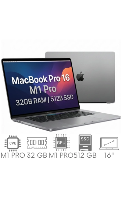 Apple MacBook Pro 16 A2485 M1 PRO 32GB 512 SSD 16,2" Liquid Retina XDR 3456x2234 WiFi BT Kam MacOS Tahoe PL Gw12mc