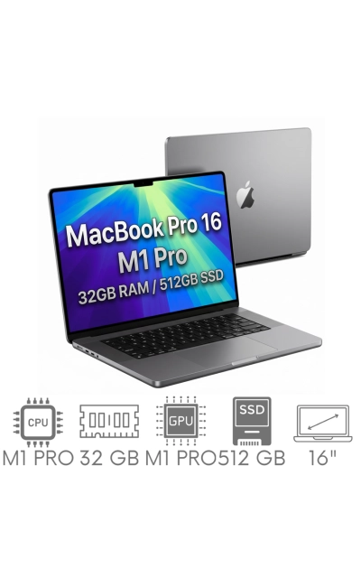 Apple MacBook Pro 16 A2485 M1 PRO 32GB 512 SSD 16,2" Liquid Retina XDR 3456x2234 WiFi BT Kam MacOS Tahoe PL Gw12mc