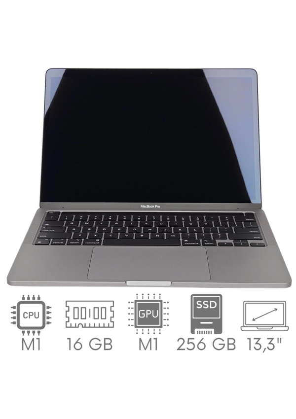 Apple MacBook Pro 13 A2338 M1 16GB 256GB SSD 13,3" Retina 2560x1600 WiFi BT Kam OS Sequoia PL Gw12mc