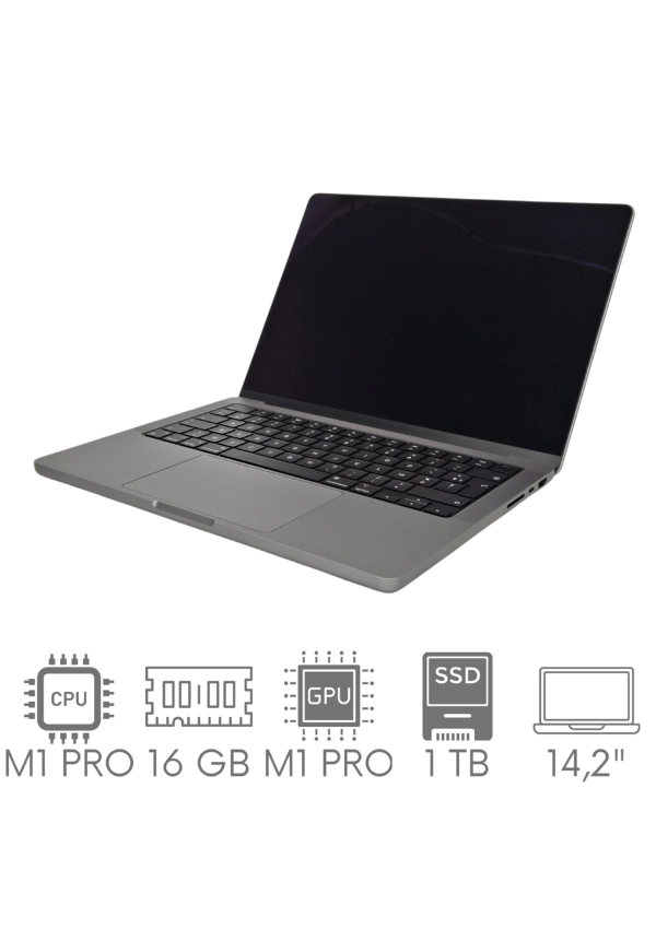 Apple MacBook Pro 14 A2442 M1 PRO 16GB 1TB SSD 14,2" Liquid Retina XDR 3024x1964 WiFi BT Kam OS Sequoia PL Gw12mc