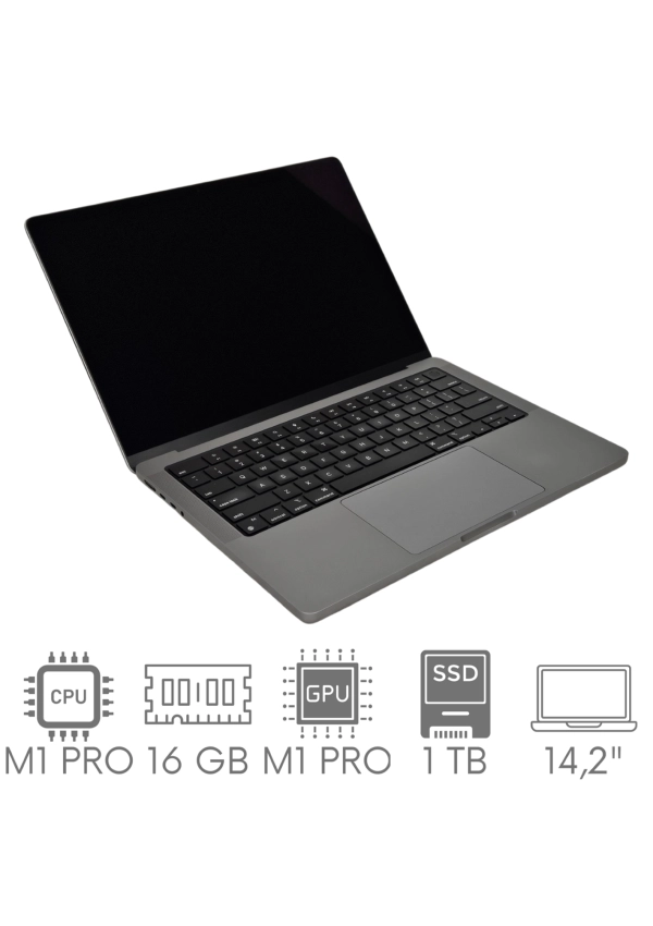 Apple MacBook Pro 14 A2442 M1 PRO 16GB 1TB SSD 14,2" Liquid Retina XDR 3024x1964 WiFi BT Kam OS Sequoia PL Gw12mc