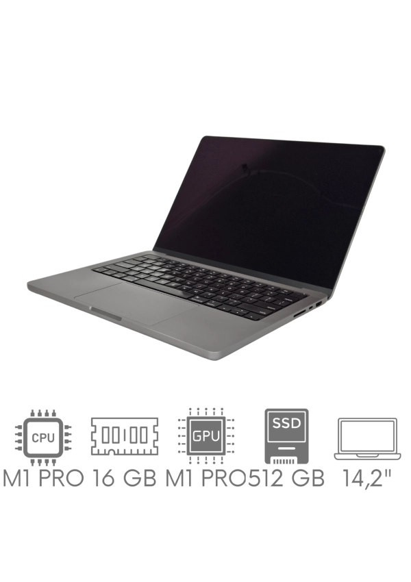 Apple MacBook Pro 14 A2442 M1 PRO 16GB 512GB SSD 14,2" Liquid Retina XDR 3024x1964 WiFi BT Kam OS Sequoia PL Gw12mc