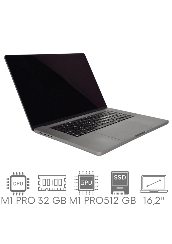 Apple MacBook Pro 16 A2485 M1 PRO 32GB 512 SSD 16,2" Liquid Retina XDR 3456x2234 WiFi BT Kam OS Sequoia PL Gw12mc