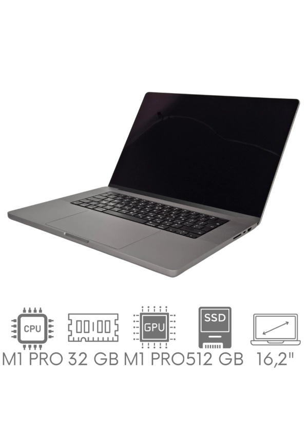 Apple MacBook Pro 16 A2485 M1 PRO 32GB 512 SSD 16,2" Liquid Retina XDR 3456x2234 WiFi BT Kam OS Sequoia PL Gw12mc