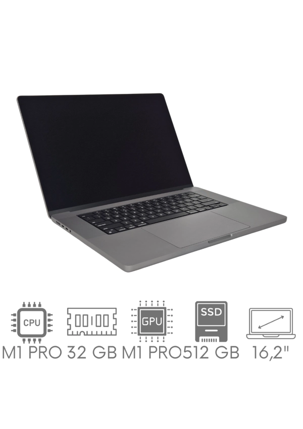 Apple MacBook Pro 16 A2485 M1 PRO 32GB 512 SSD 16,2" Liquid Retina XDR 3456x2234 WiFi BT Kam OS Sequoia PL Gw12mc