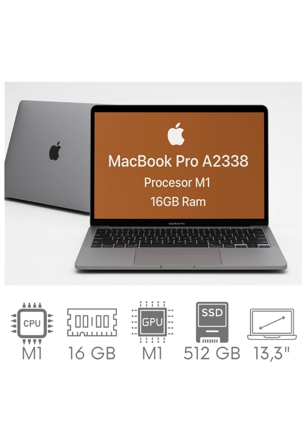 Apple MacBook Pro 13 A2338 M1 16GB 512GB SSD 13,3" Retina 2560x1600 WiFi BT Kam OS Sequoia PL Gw12mc