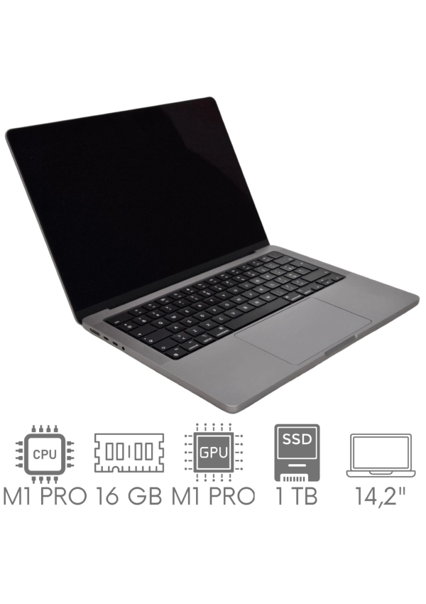 Apple MacBook Pro 14 A2442 M1 PRO 16GB 1TB SSD 14,2" Liquid Retina XDR 3024x1964 WiFi BT Kam OS Sequoia PL Gw12mc