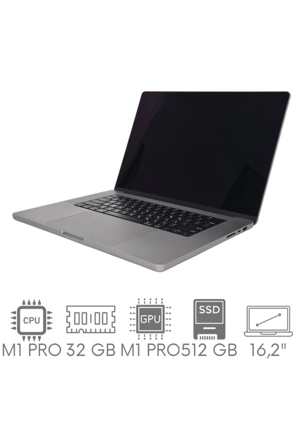 Apple MacBook Pro 16 A2485 M1 PRO 32GB 512 SSD 16,2" Liquid Retina XDR 3456x2234 WiFi BT Kam OS Sequoia PL Gw12mc
