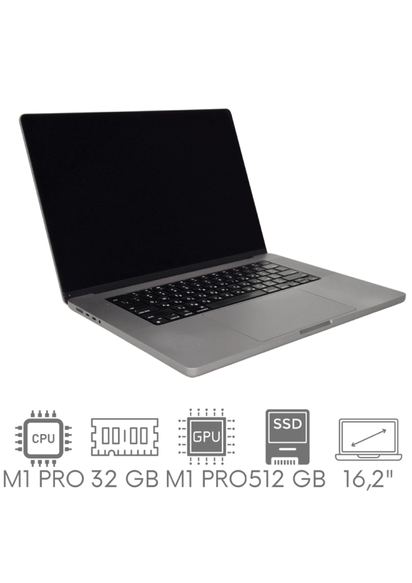 Apple MacBook Pro 16 A2485 M1 PRO 32GB 512 SSD 16,2" Liquid Retina XDR 3456x2234 WiFi BT Kam OS Sequoia PL Gw12mc