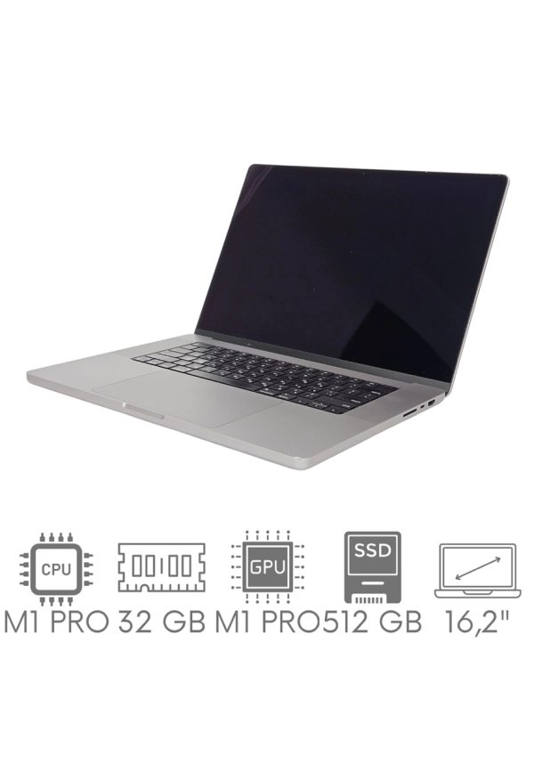 Apple MacBook Pro 16 A2485 M1 PRO 32GB 512 SSD 16,2" Liquid Retina XDR 3456x2234 WiFi BT Kam OS Sequoia PL Gw12mc
