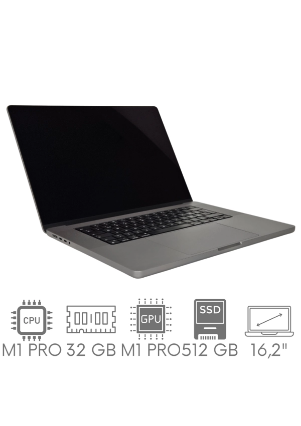 Apple MacBook Pro 16 A2485 M1 PRO 32GB 512 SSD 16,2" Liquid Retina XDR 3456x2234 WiFi BT Kam OS Sequoia PL Gw12mc
