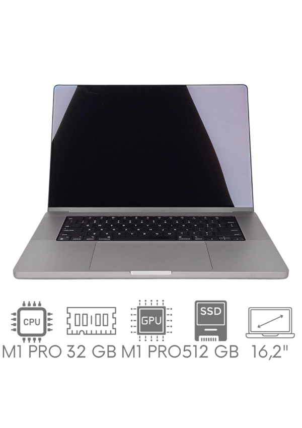 Apple MacBook Pro 16 A2485 M1 PRO 32GB 512 SSD 16,2" Liquid Retina XDR 3456x2234 WiFi BT Kam OS Sequoia PL Gw12mc