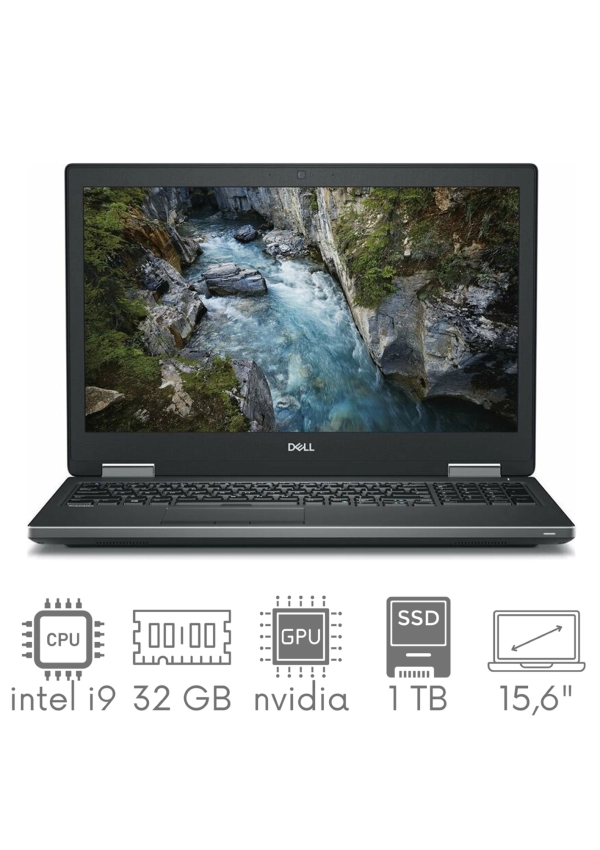 Stacja Graficzno-Robocza Dell Precision 7540 i9-9980HK 32GB 1TB SSD 15,6" FHD 1920x1080 Quadro T2000 4GB WiFi BT Win11Pro Gw12MC