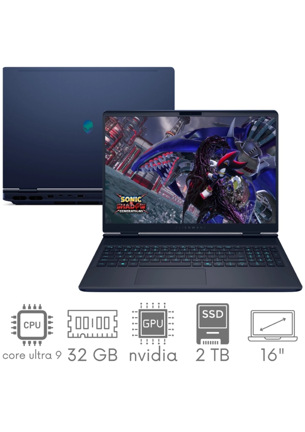 DELL Alienware 16X Aurora AC16251 Ultra 9 275HX 32GB 2TB SSD 16" QHD+ 2560x1600 240Hz GeForce RTX5070 8GB WiFi BT Kam Win11 Gw12mc