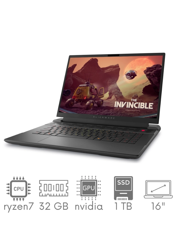 DELL Alienware M16 R1 Ryzen 7 7745HX 32GB 1TB SSD 16" QHD+ 2560x1600 240Hz GeForce RTX4060 8GB WiFi BT Kam Win11 gw12mc