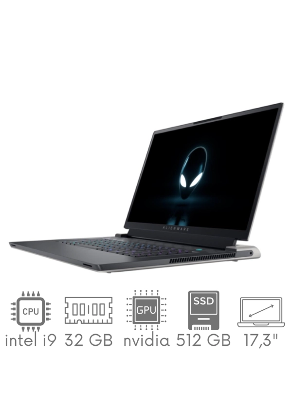 DELL Alienware X17 R2 i9-12900HK 32GB 512 SSD 17,3” 4K UHD 3840x2160 120Hz GeForce RTX3080Ti 16GB WiFi BT Kam Win11PL gw12mc