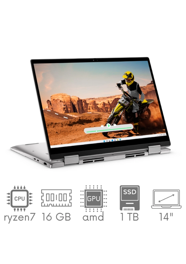 2w1 DELL Inspiron 7435 Ryzen 7 7730U 16 1TB SSD 14" FHD+ 1920x1200 x360 KAM WiFi BT WIN11 GW12mc