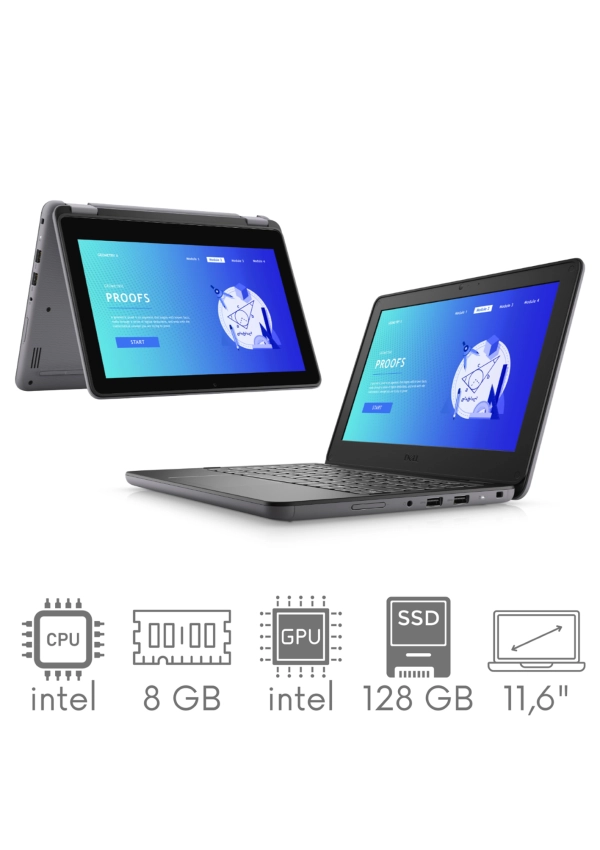2w1 Dell Latitude 3140 Intel N200 8GB 128SSD 11,6" HD 1366x768 x360 WiFi BT Kam Win11PRO GW12mc