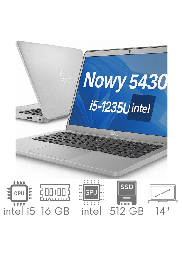 Dell Latitude 5430 i5-1235U 16GB 512SSD 14" FHD 1920x1080 matt Iris Xe WiFi BT Kam Win11pro GW12mc