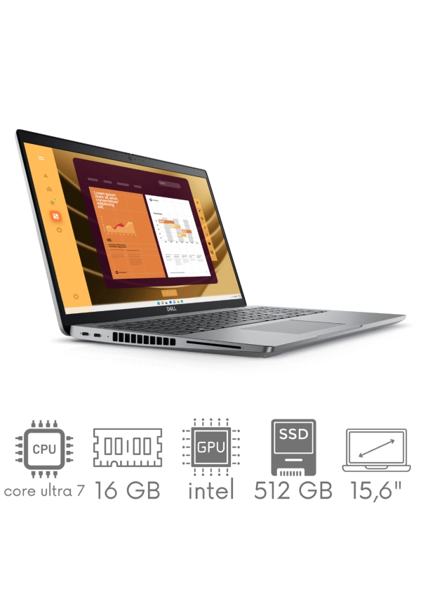 Dell Latitude 5550 Core Ultra 7 165U 16GB 512SSD 15,6" FHD 1920x1080 WiFi BT Kam Win11Pro GW12mc