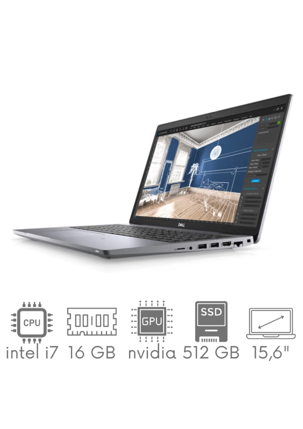 Dell Precision 3561 i7-11800H 16GB 512 SSD 15,6" FHD 1920x1080 Nvidia T600 4GB WiFi BT KAM Win11pro gw12mc