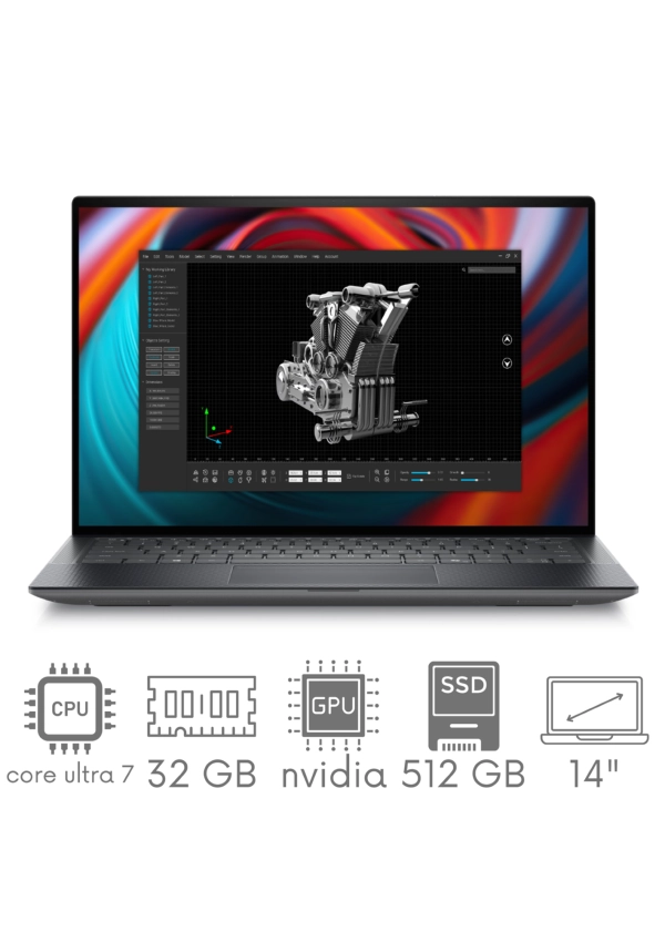 Stacja Graficzno-Robocza DELL Precision 5490 Ultra 7 165H 32GB 512GB SSD 14" FHD+ 1920x1200 RTX 2000 Ada 8GB WiFi BT KAM Win11Pro Gw12Mc